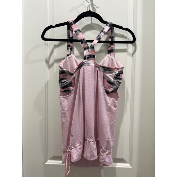 Lululemon Pink Wamo Camo Rest Less Tank Racerback Cinch Waist Sz 8 - Picture 4 of 7